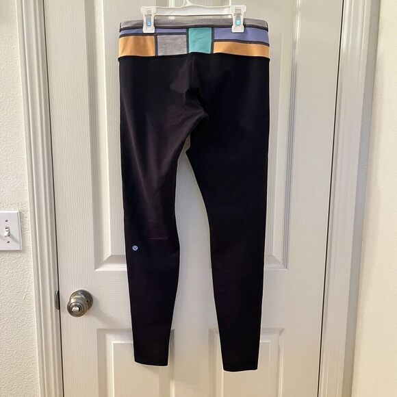 Lululemon Wunder Under Reversible Black Quilt Spring Leggings Full Length Size 8 - Picture 7 of 16